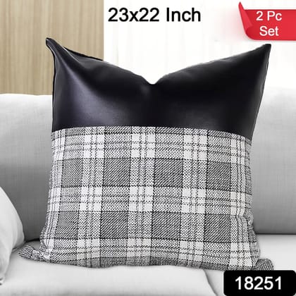 Pillow Covers Cushion Cases Soft Leather and Cotton (23 × 22 Inch / 1 Pair / 2 Pc)assorted colour