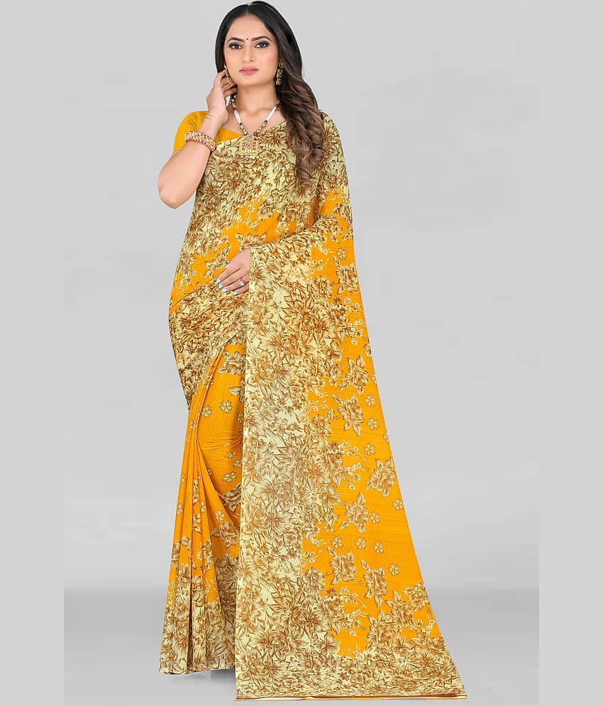 LEELAVATI Georgette Printed Saree With Unstitched Blouse Piece ( Multicolor )
