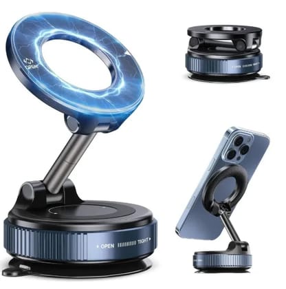 360 Vaccum Magnetic Phones Holder, Magnetic Car Phone Mount, Hands-Free Suction Cup Phones Holder for with Study Car/Gym/Mirror/Shower, Car Mount Compatible All Mobiles (Pack 1)
