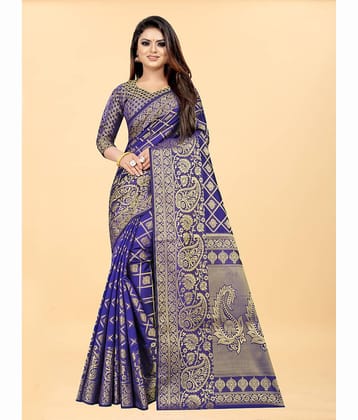 Gazal Fashions Banarasi Silk Embellished Saree With Unstitched Blouse Piece ( Pink )