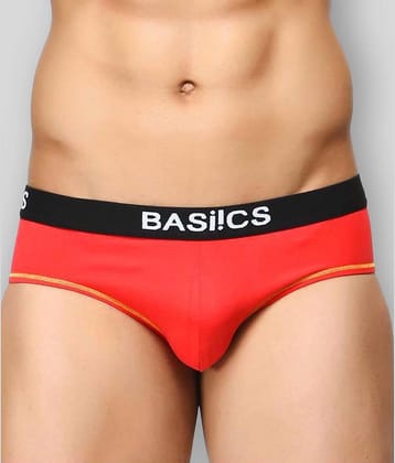 BASIICS By La Intimo Pack of 1 Cotton Blend Briefs For Men's ( Red )