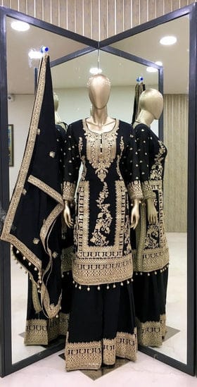Party Wear Look Pure Silk Top Plazzo & Dupatta Set