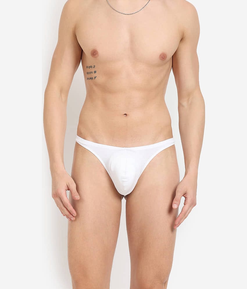 La Intimo Pack of 1 Cotton Blend Thongs For Men's ( White )