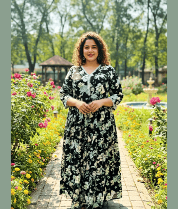 Flavia Creation Women Cotton Gown ( Black )