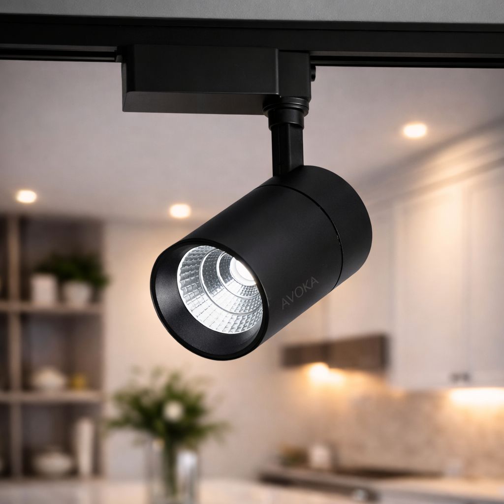 SPARKWORLD 10W Black LED Track Light | Adjustable COB Spotlight for Showrooms, Galleries, Homes & Commercial Use | Colour: White