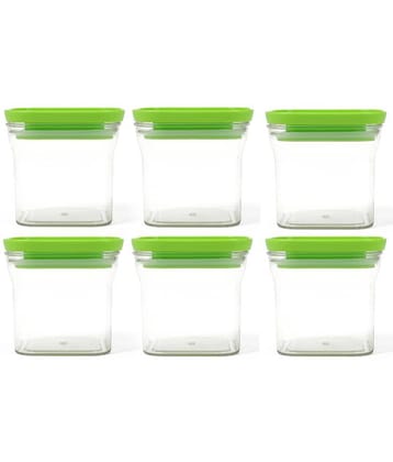 HomePro KitKat Airtight Transparent Plastic Storage Container, Square, 600ml, Green (6)