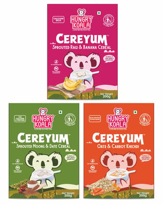 HUNGRY KOALA Cereal Made With Natural Ingridients For Kids To Grow Healthy No Preservative Or Additives Or Maida 200 Grams Pack Of 3