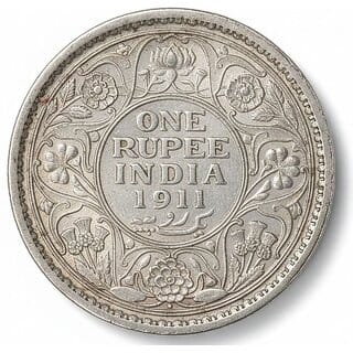One Rupee 1911 King George 5th, British India Silver-plated old Coin Edition One Rupee 1911 King George 5th, British India Silver-plated old Coin Edition