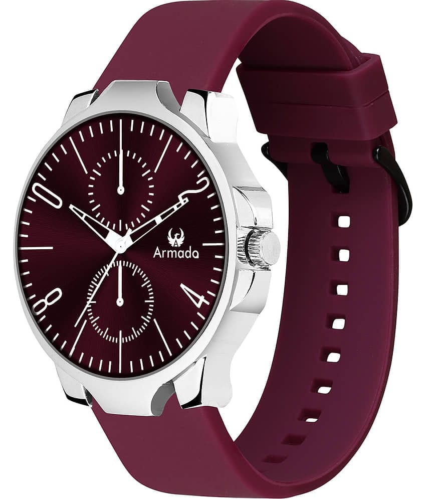 Armado Maroon Silicon Analog Men's Watch