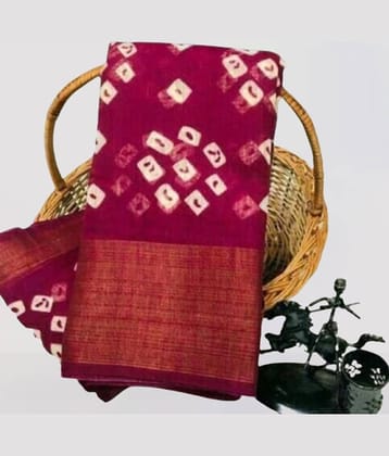 Saadhvi Cotton Printed Saree With Unstitched Blouse Piece ( Purple )