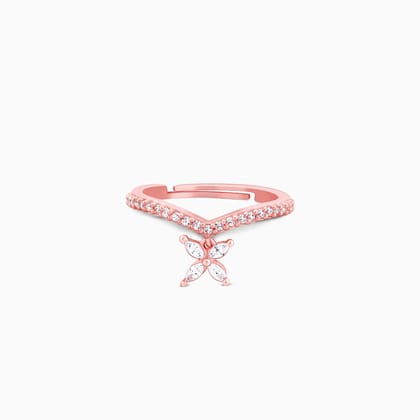 Rose Gold Flower Drop Ring