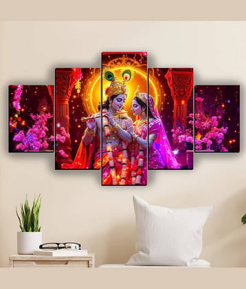 SNDArt Set Of 5 Radha Krishna Wall Paintings For Living Room Gift Items 18 x 30 inch