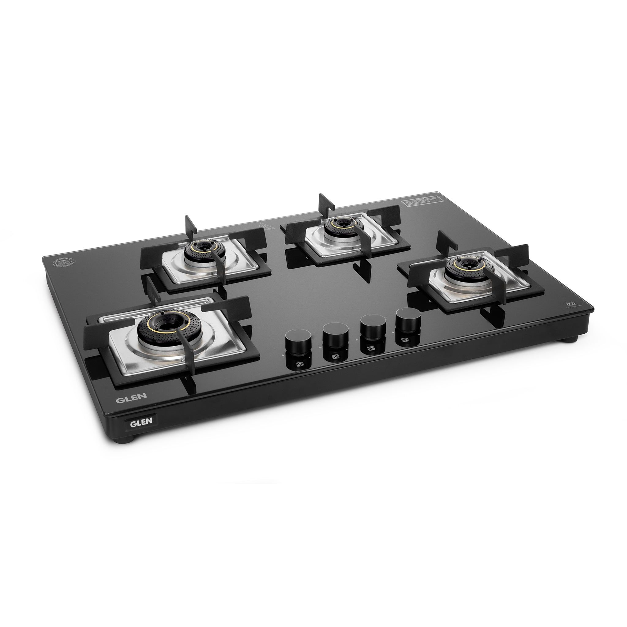 4 Burner Ultra Slim Glass Gas Stove with High Efficiency Forged Brass Burners Top Knobs - Manual/Auto Ignition (CT1045USTN)
