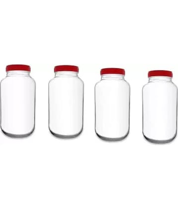 skwaion Glass Red Dal Container ( Set of 4 )