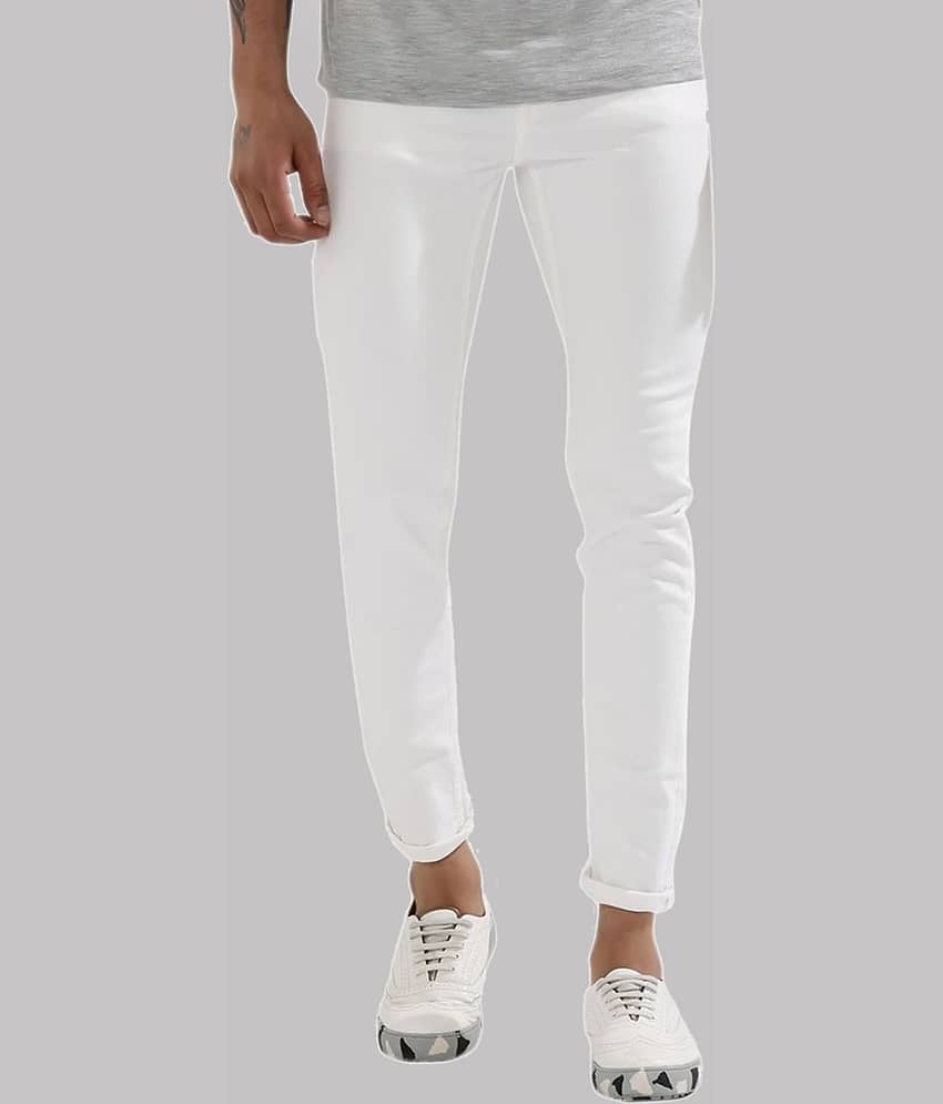 HALOGEN - White Cotton Blend Skinny Men's Jeans ( Pack of 1 )