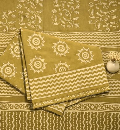 Handcrafted Dabu Print Cotton Dress Material – 3 Piece Set