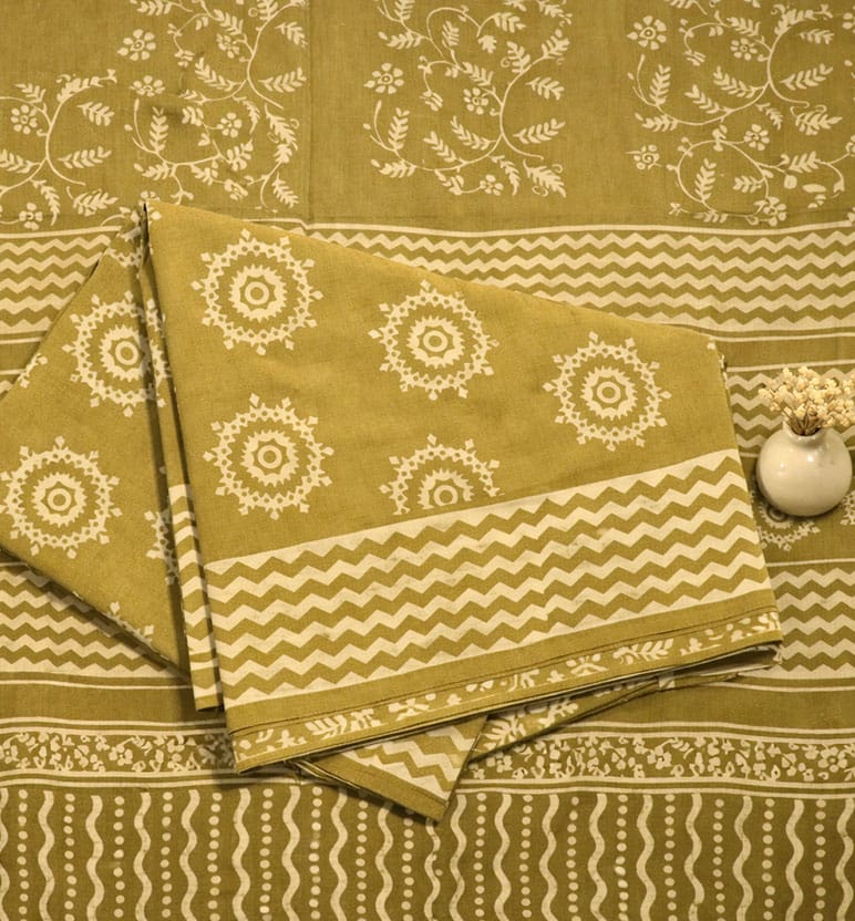 Handcrafted Dabu Print Cotton Dress Material – 3 Piece Set