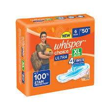Whisper Choice Ultra Xl Wings Sanitary Pad 6 PIECE