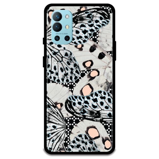 White Butterflies - Glossy Metal Silicone Case For OnePlus Models-OnePlus 9R