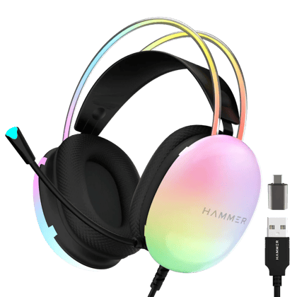 Hammer Blaze Gaming Headphone with 50mm Sound Drivers & RGB Lights Hammer Blaze Gaming Headphone with 50mm Sound Drivers & RGB Lights - Black