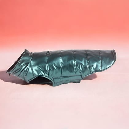 Metallic Dog Puffer Jacket - Metallic Green-M