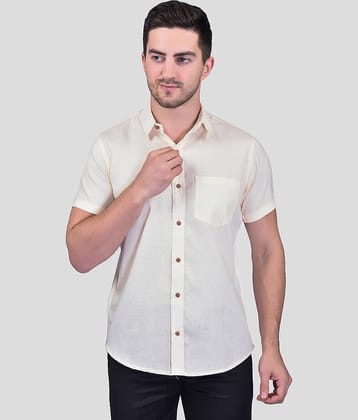 PRINTCULTR Cotton Blend Regular Fit Solids Half Sleeves Men's Casual Shirt - Cream ( Pack of 1 )