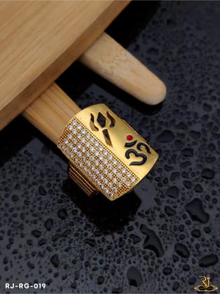 Exclusive Om Trisul Logo Design with Diamond Ring for Men RG-019-18