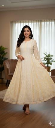 Premium Cotton Anarkali Ethinic Chikankari