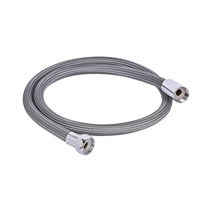 Prem Tiles Heavy Duty Stainless Steel Shower Pipe with Premium Nylon Braided & Brass Inserts | Hot - Cold High Pressure Water Hose Pipe | Explodeproof | High Rise Building (1.2 Mtr Grey)