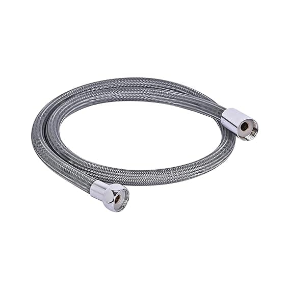 Prem Tiles Heavy Duty Stainless Steel Shower Pipe with Premium Nylon Braided & Brass Inserts | Hot - Cold High Pressure Water Hose Pipe | Explodeproof | High Rise Building (1.2 Mtr Grey)