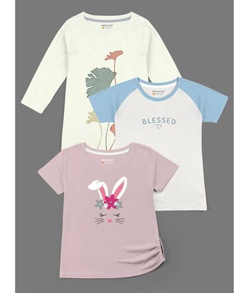 HELLCAT Pack of 3 Girls Cotton Blend T-Shirt ( Multicolor )