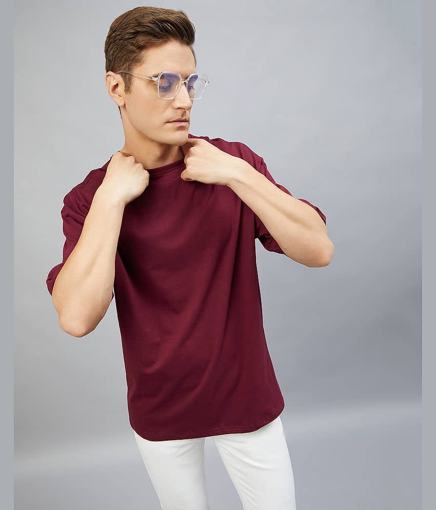 Chimpaaanzee Pack of 1 Cotton Oversized Fit Men's T-Shirt ( Maroon )