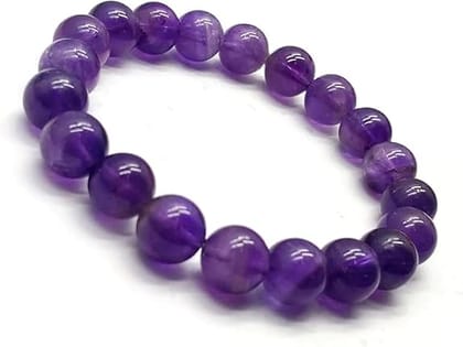 CRUZINE Natural Amethyst Crystal Bead Bracelet, 8mm Purple Gemstone, Unisex