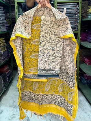 Linen Cotton Suits  Bagru Hand Block Printed Linen Suits With Zari BorderSize:-Top & Dupatta:- Linen Cotton  (2.50+2.50) mtrsBottom :-Cotton 2.50 mtrs
