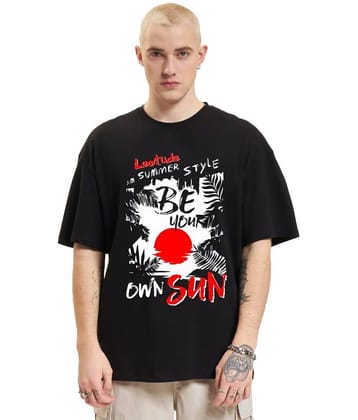 Leotude Pack of 1 Cotton Blend Oversized Fit Men's T-Shirt ( Black )