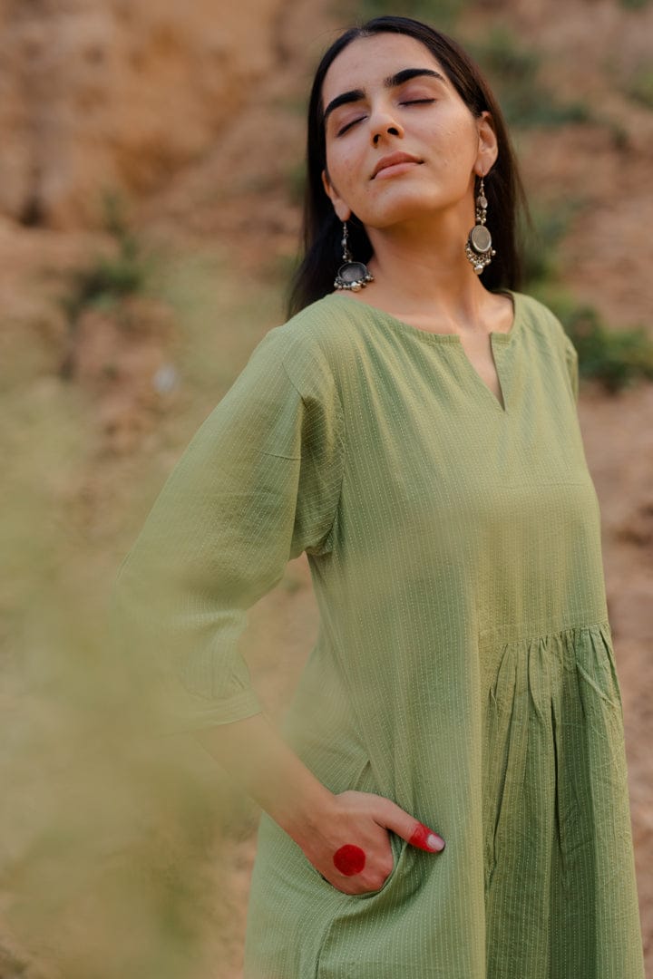 Leaf Green Kurta Set-S