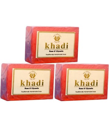 Khadi  Rose & Glycerin Handmade Soap 375 gm Pack of 3