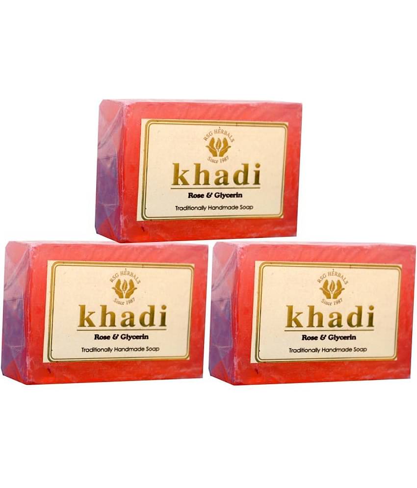 Khadi  Rose & Glycerin Handmade Soap 375 gm Pack of 3