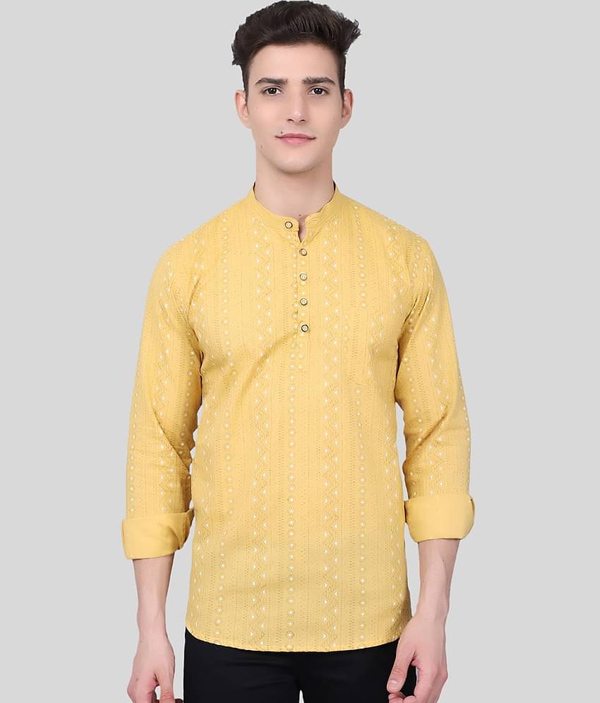 MAJESTIC MAN Yellow Cotton Men's Regular Kurta ( Pack of 1 )