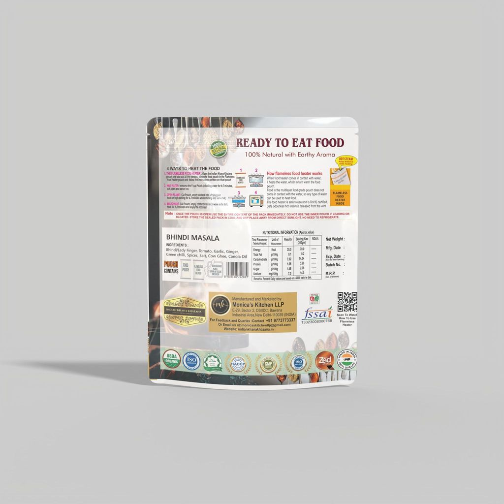 INDIAN KHANA KHAZANA Bhindi Masala 252gm | Indian Tasty Flavour Ready to Eat Food Bhindi Masala | No Added Preservative and Colours (Bhindi Masala)