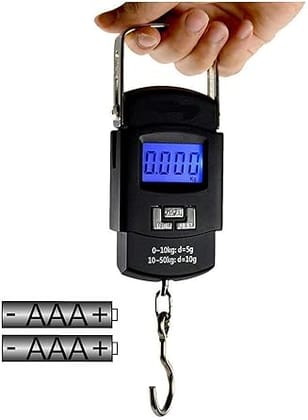 Electronic Portable Fishing Hook Type Digital LED Screen Luggage Weighing Scale, 50 kg/110 Lb (Black)