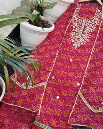 Pankhudi Gota Patti Kota Cotton Silk Pink Suit