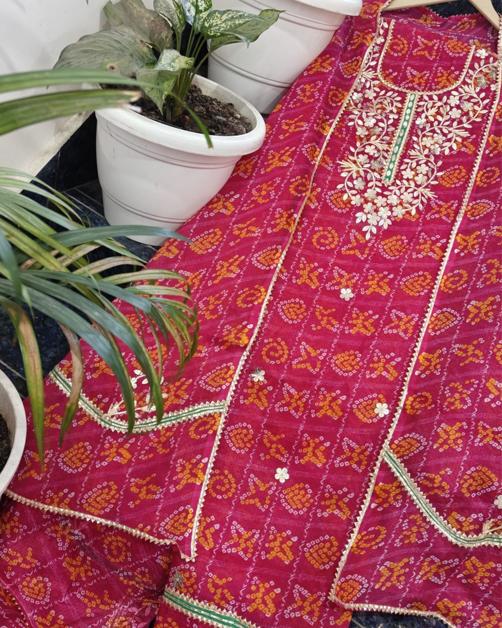 Pankhudi Gota Patti Kota Cotton Silk Pink Suit