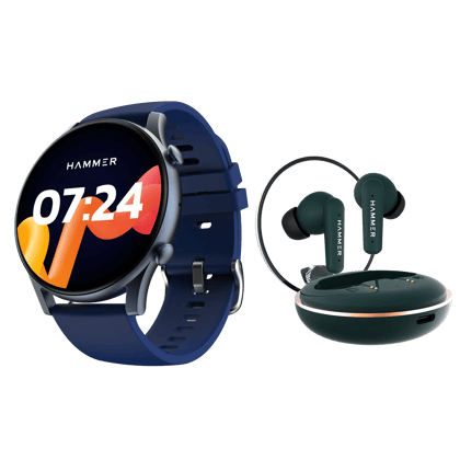 Hammer Glide Bluetooth Calling Smartwatch & Hammer Airflow Plus TWS (Combo) Hammer Glide Bluetooth Calling Smartwatch & Hammer Airflow Plus TWS (Combo) - Blue G