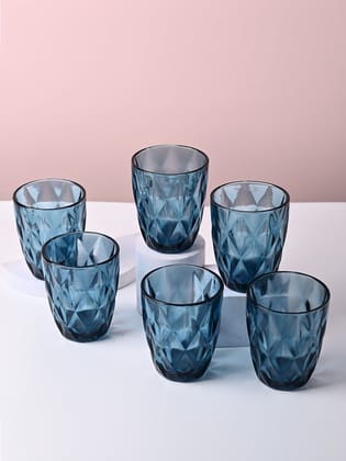 Blue Glass Tumbler Set of 6