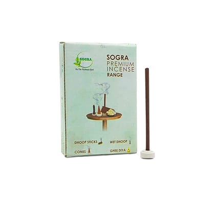 SOGRA Exclusive Premium Rose and Kohinoor Fragrances Dhoop Stick for Pooja, No Bamboo, No Charcoal Dhup Sticks, 160 gm (Pack of 1, 30 + 30 Dhoop Sticks) with Free Ceramic Stand, 4 Inches Stick