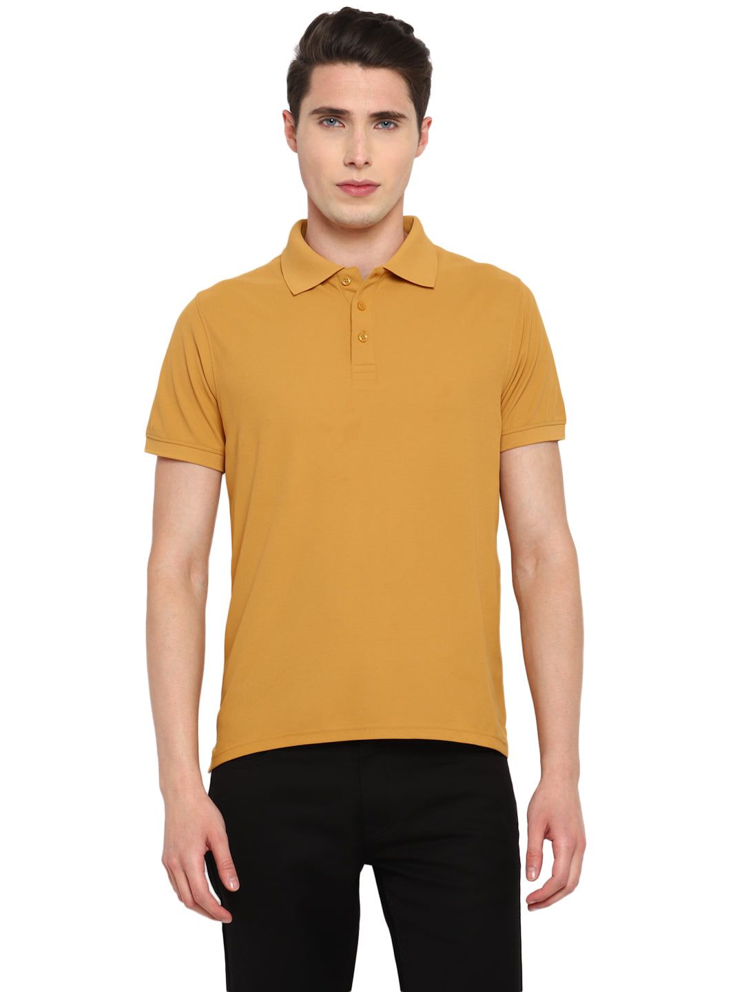 Men's Polyester Polo T-Shirt - Mustard-S / Mustard