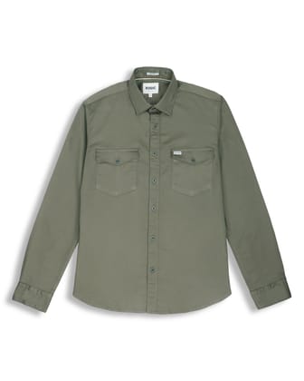 LUIGI DOUBLE POCKET SHIRT IN OLIVE-S