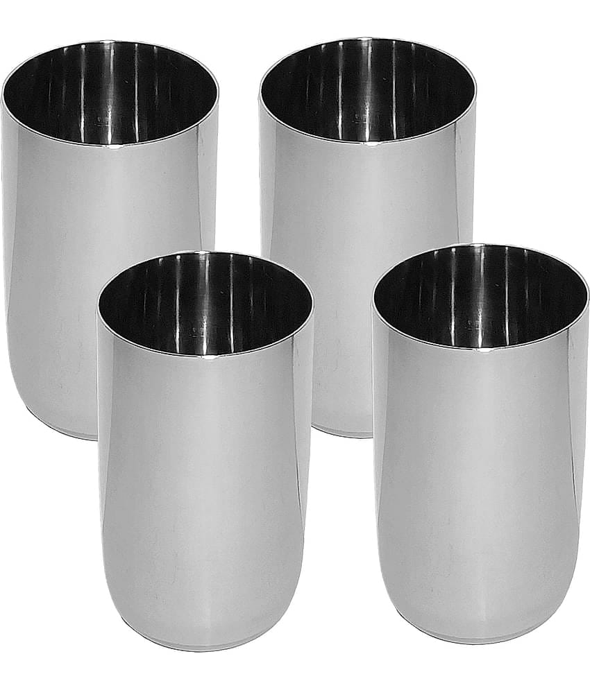 A & H ENTERPRISES - Daily Use Water Steel Glasses Set 300 ml ( Pack of 4 )