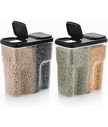 Analog Kitchenware Dal/Pasta/Grocery PET Black Dal Container ( Set of 2 )